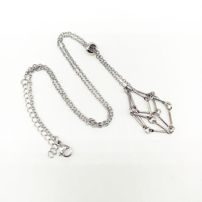 Ciondolo Collana Uccellino In Gabbia - 2 Pezzi Argento Con Perle In Pietra Lavica - Julie Wang