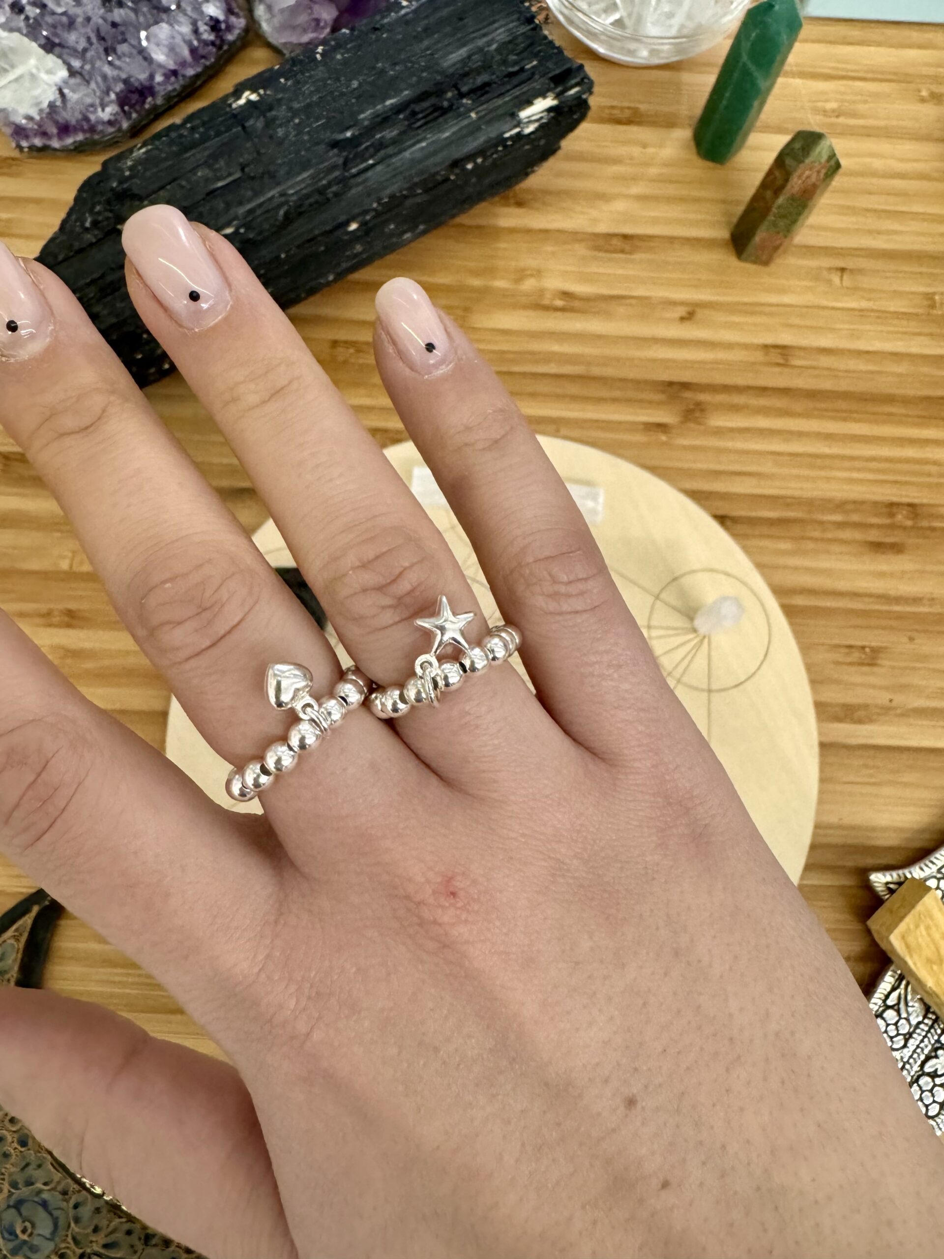 Kit Anello Elastico Arg. 925 Cuore e Stella