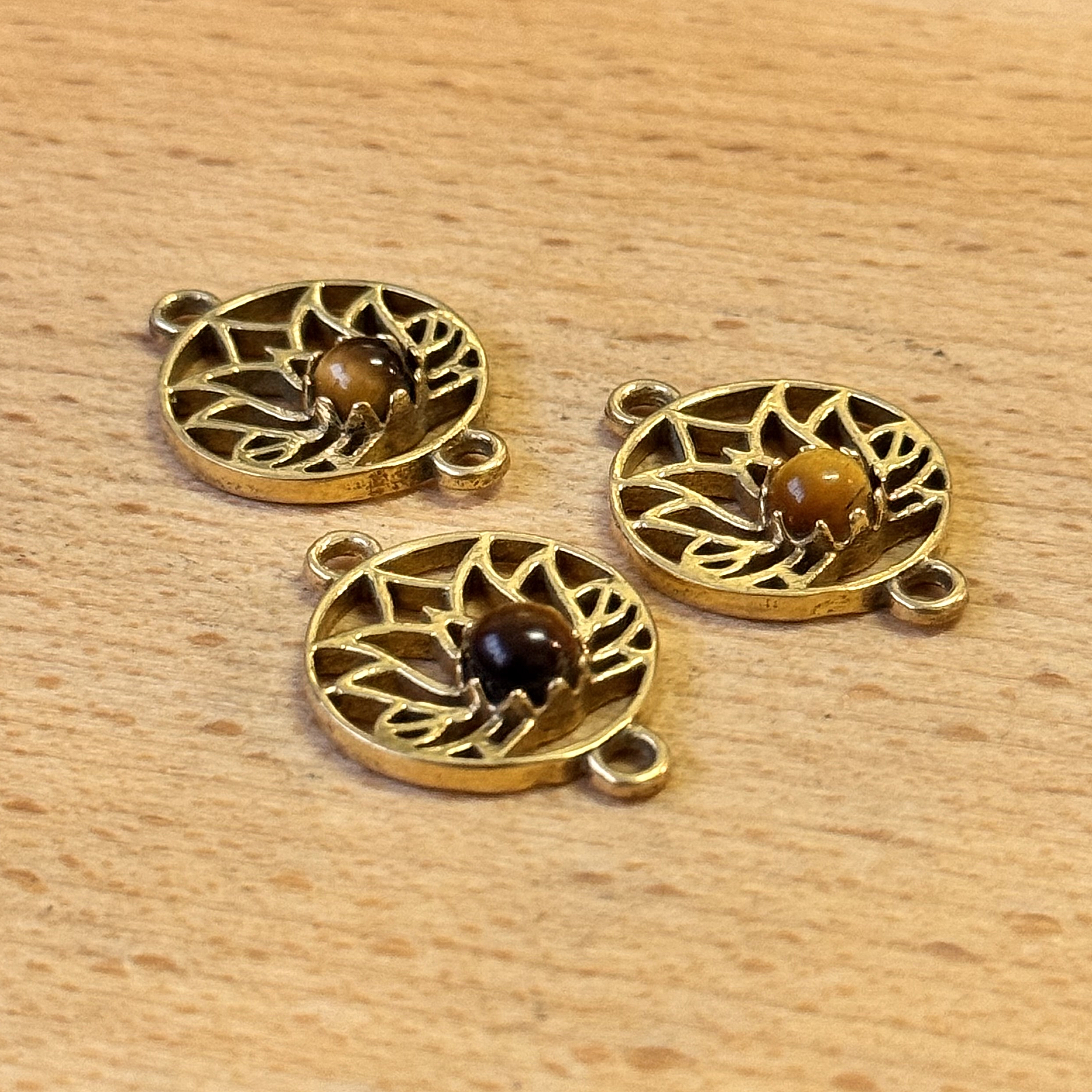 Connettore Fiore Loto tondo Occhio di tigre laterale