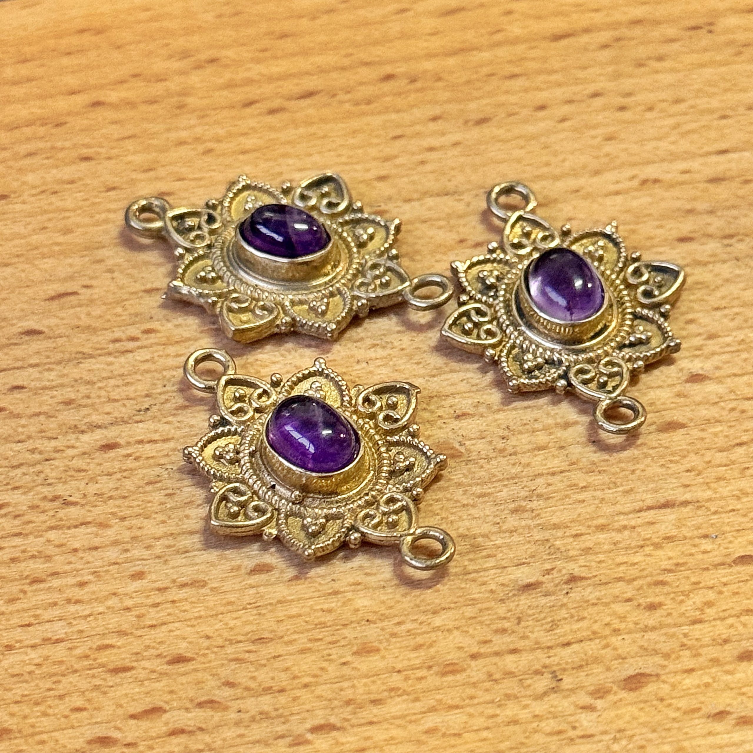 Connettore Ovale decorato Ametista laterale