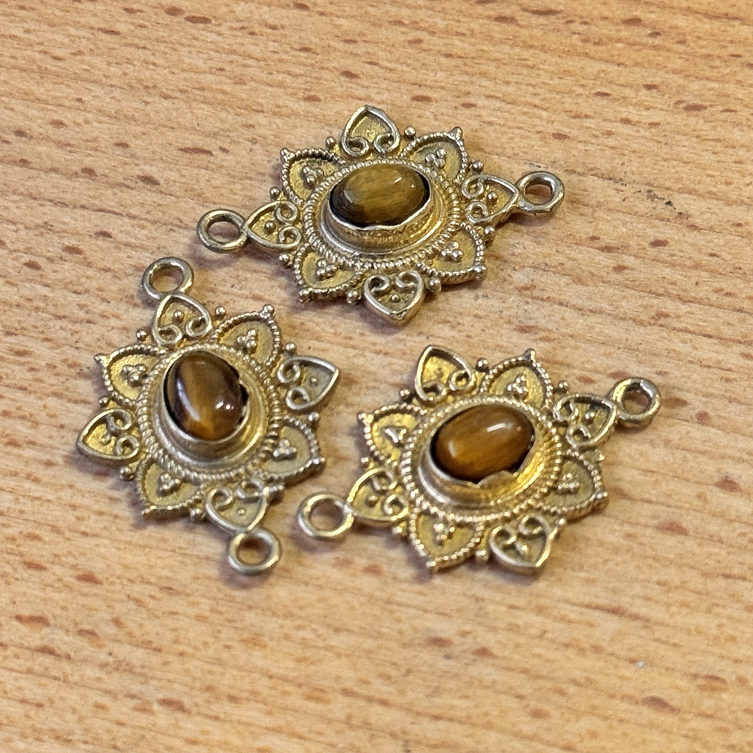 Connettore Ovale decorato Occhio di tigre particolare
