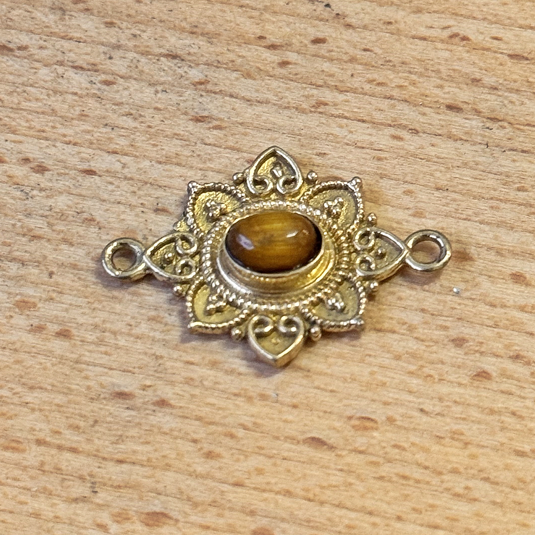 Connettore Ovale decorato Occhio di tigre