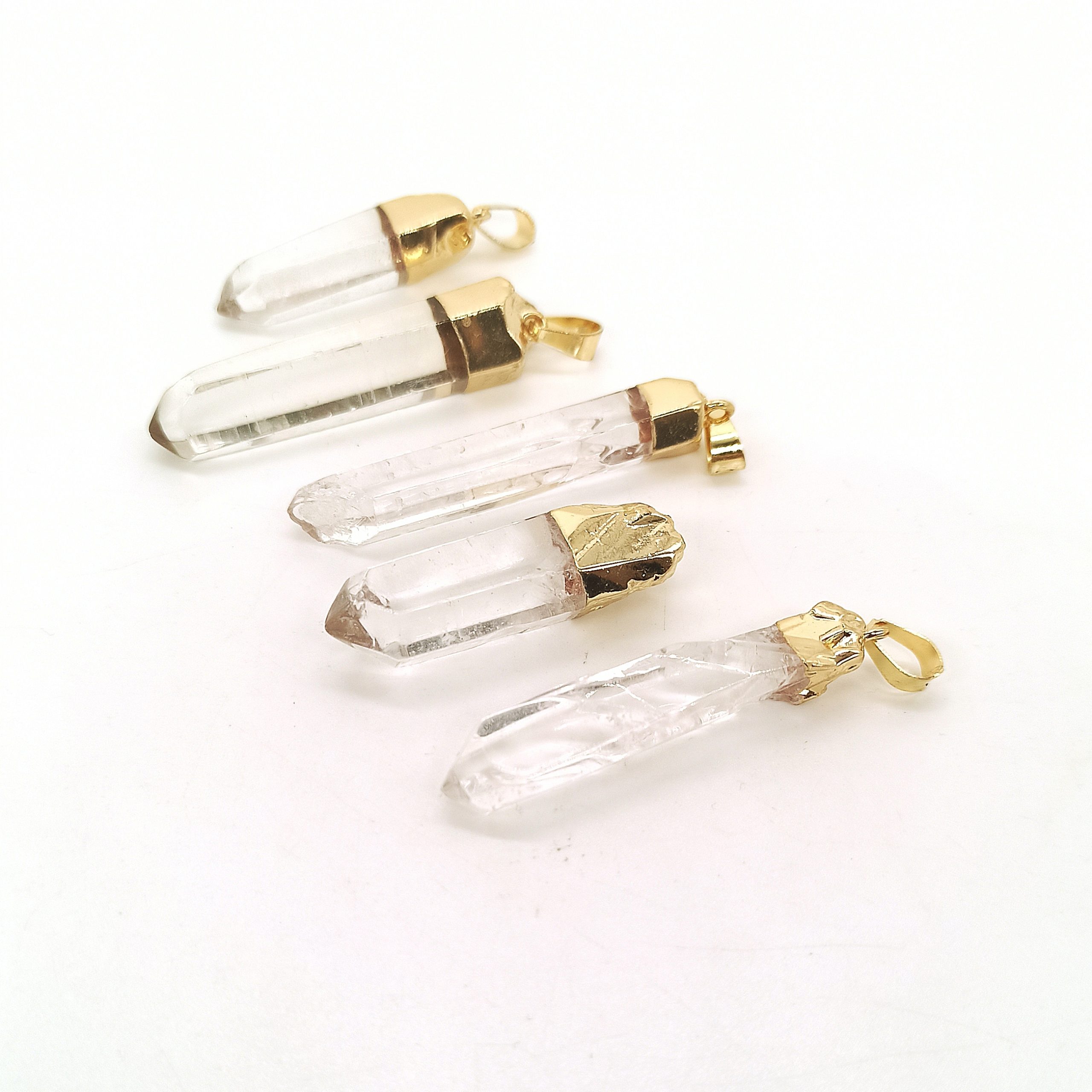 Pendente Quarzo ialino dorato