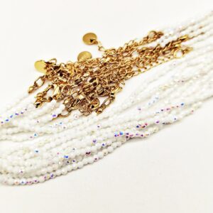 Catenine girocollo acciaio e cristallo bianco ab