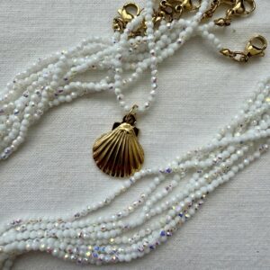 Collana in acciaio dorato con cristallo bianco a/b