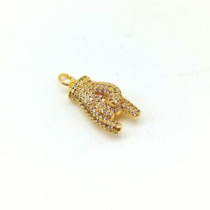 Manina corna bombate ottone dorato cubic zirconia