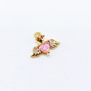 Mini cuore sacro cubic zirconia colorato - rosa