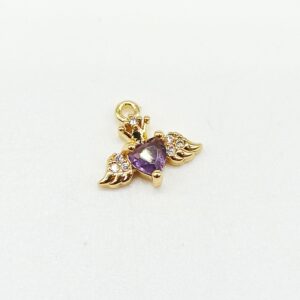Mini cuore sacro cubic zirconia colorato - viola