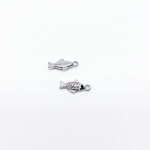 Pendente pesce mini acciaio cubic zirconia