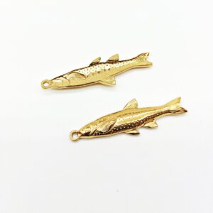 Pendente pesce lungo acciaio - dorato