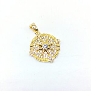 Charms Rosa dei venti in ottone dorato cubic zirconia centrale