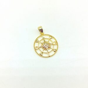 Charms Rosa dei venti in ottone dorato cubic zirconia stilizzato