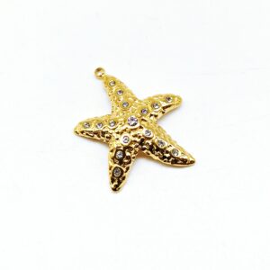Stella marina acciaio dorata cubic zirconia