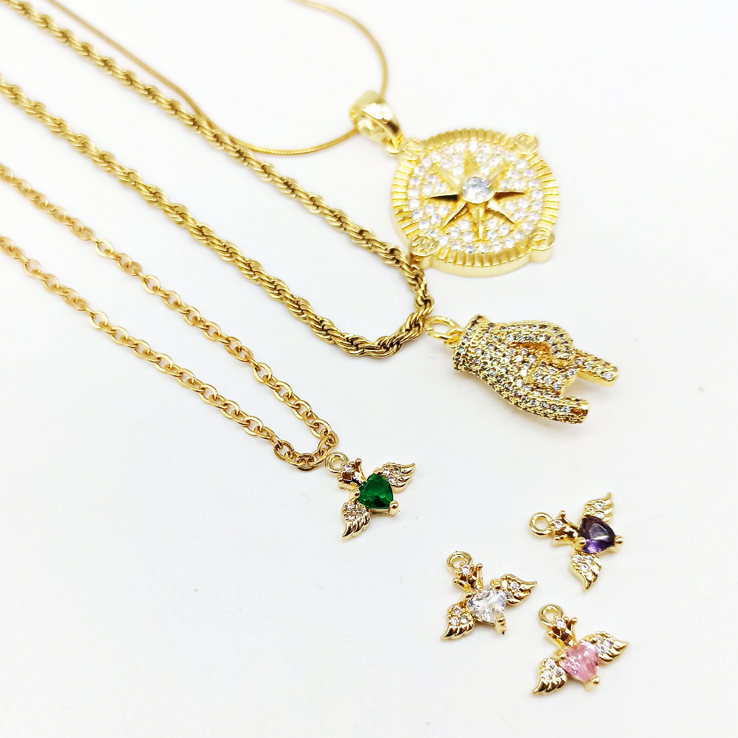 Mini cuore sacro cubic zirconia colorato - immagine 2