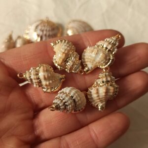 Ciondolo conchiglia naturale #4 con bordo dorato