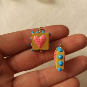 Ciondolo cuore nero quadrato in ceramica e acciaio