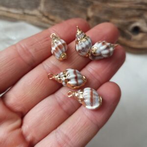 Ciondolo conchiglia naturale #3 con bordo dorato