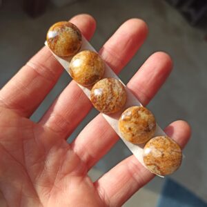 Cabochon tondo medio Onice ocra striato