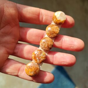 Cabochon tondo piccolo Onice ocra striato