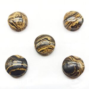 Cabochon tondo medio Onice marrone nero striato