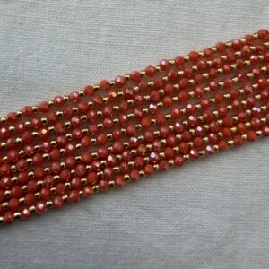 Catenina Pronta all'Uso in Cristallo Sfaccettato 3 mm Arancione - 40 cm