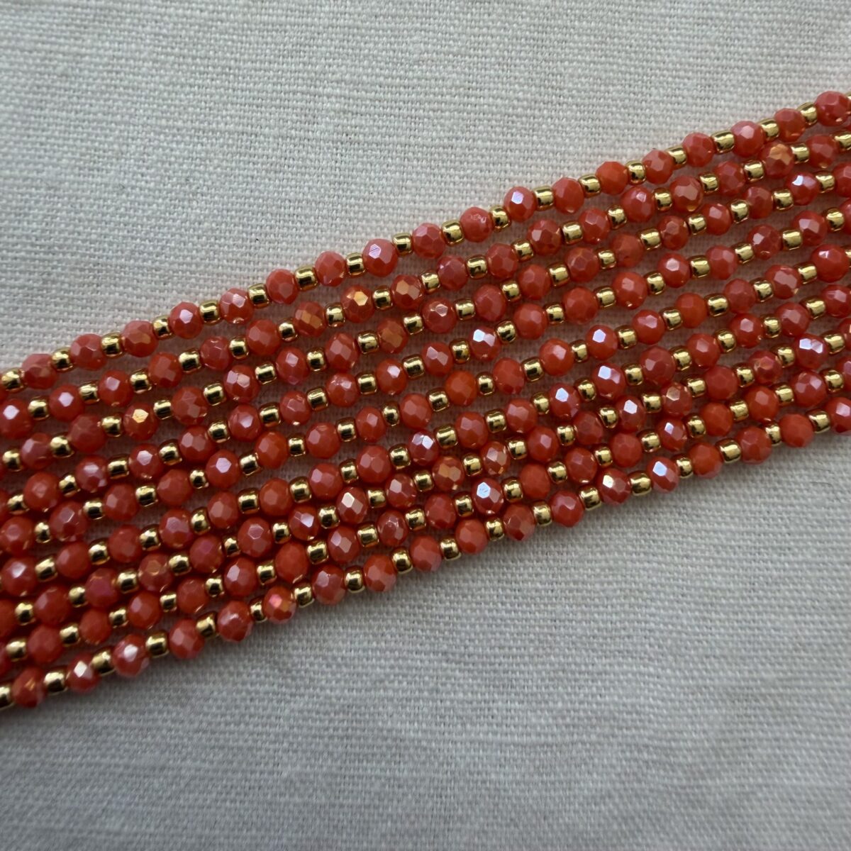 Catenina Pronta all'Uso in Cristallo Sfaccettato 3 mm Arancione - 40 cm