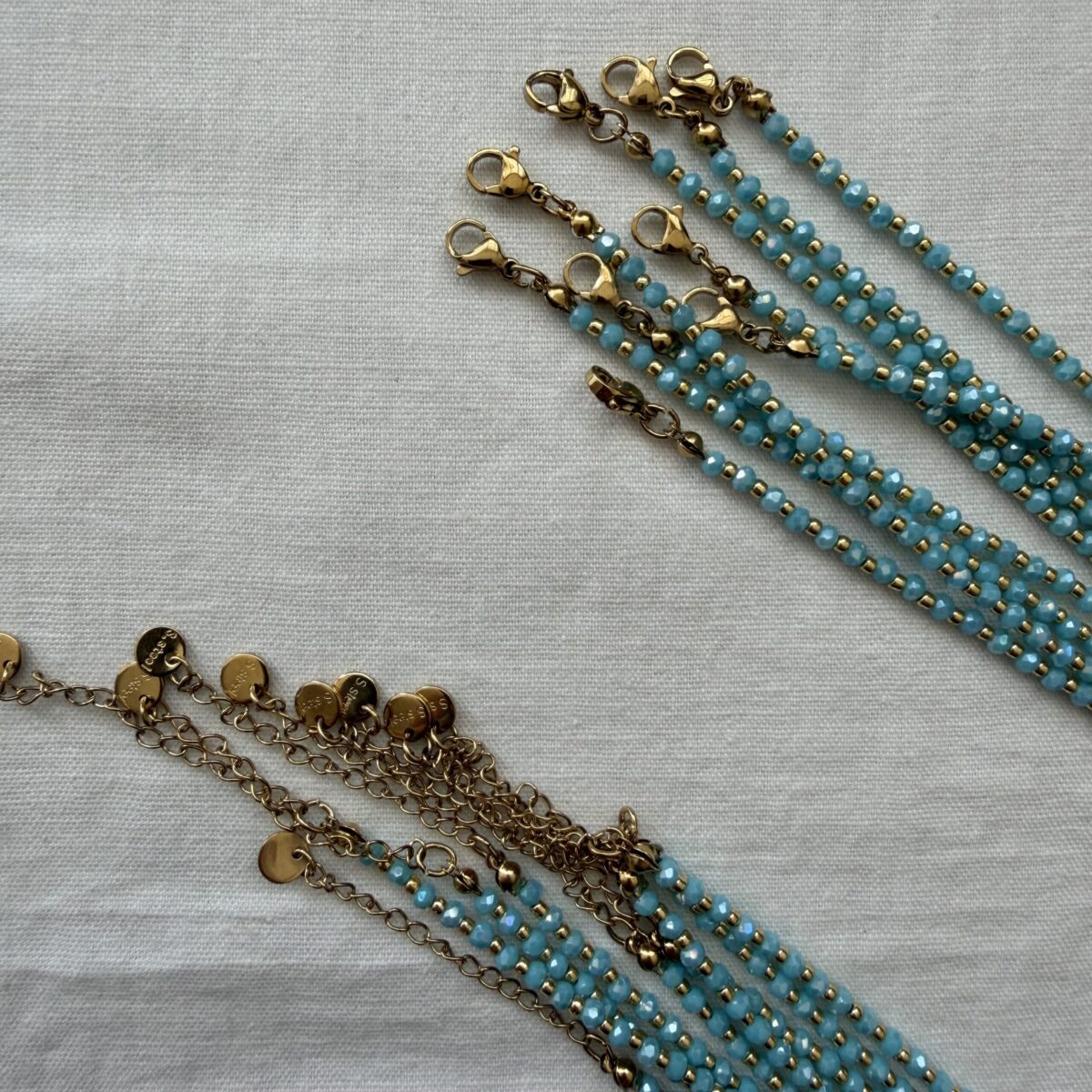 Catenina Pronta all'Uso in Cristallo Sfaccettato 3 mm Azzurra - 40 cm
