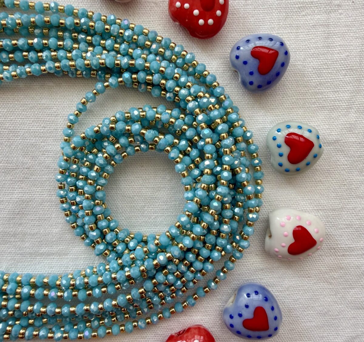 Catenina Pronta all'Uso in Cristallo Sfaccettato 3 mm Azzurra - 40 cm