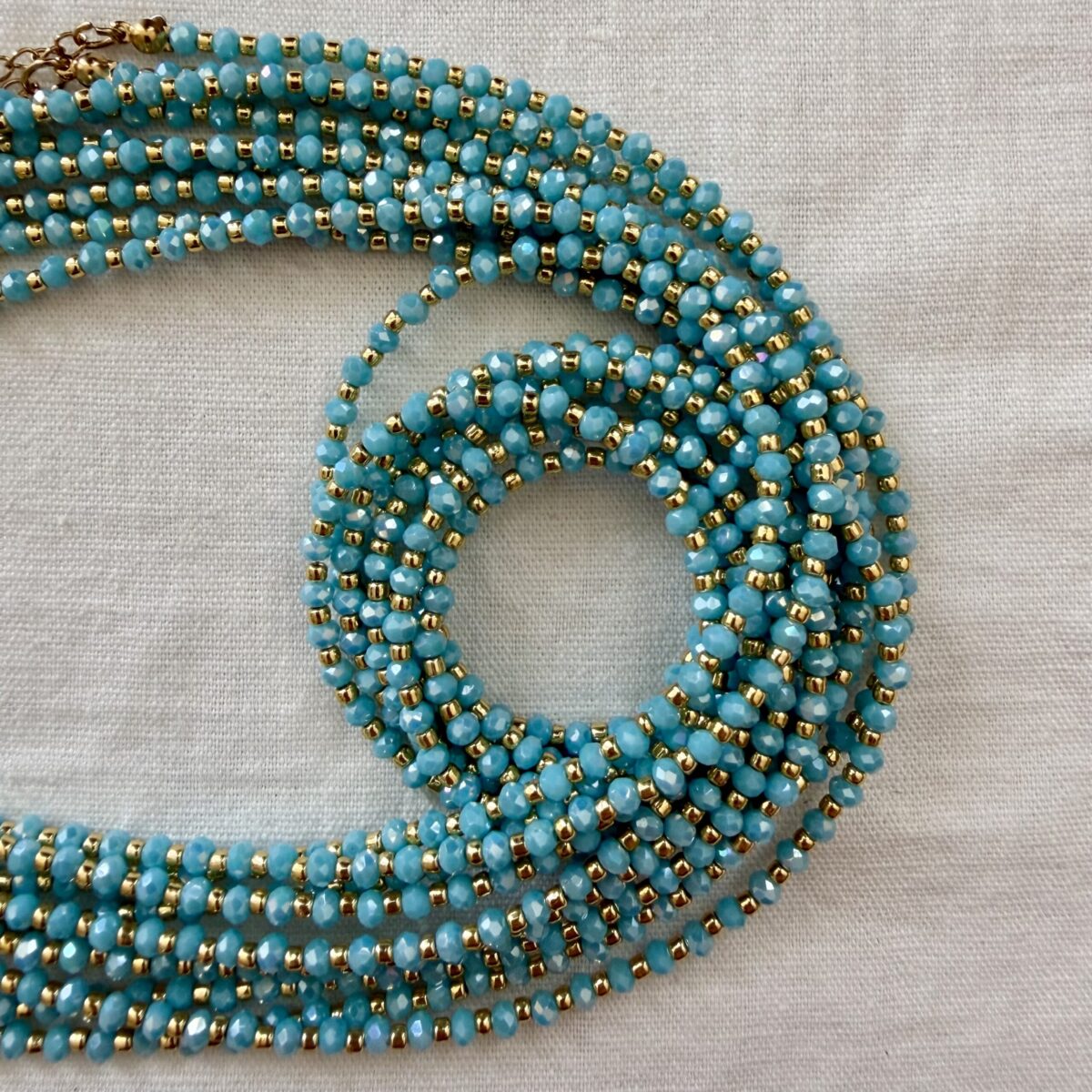 Catenina Pronta all'Uso in Cristallo Sfaccettato 3 mm Azzurra - 40 cm