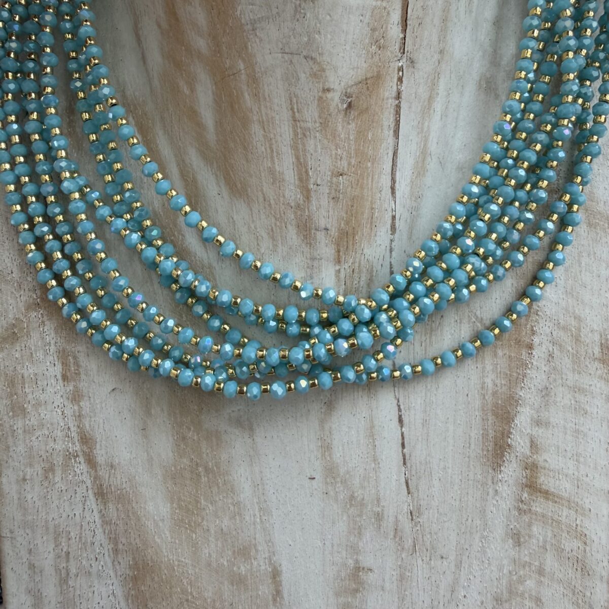 Catenina Pronta all'Uso in Cristallo Sfaccettato 3 mm Azzurra - 40 cm
