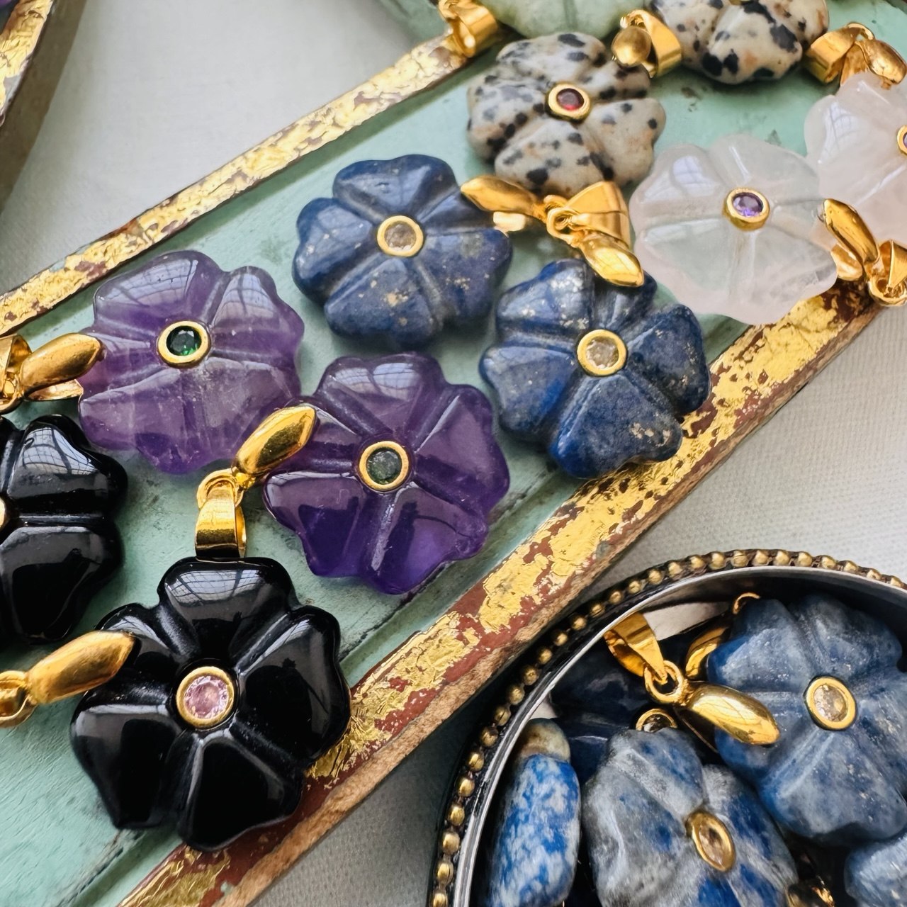 Ciondolo Fiore in Pietra Dura - immagine 2