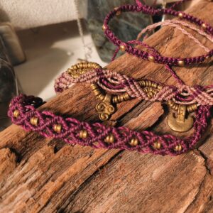 Bracciali con intrecci e nodi a Macramè filo Linhasita