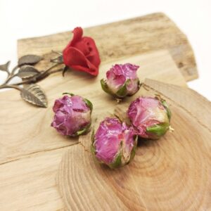 Ciondolo pendente bocciolo fiore in resina rosa antico