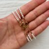 Bracciale Perle Fiume Acciaio Dorato Pronto All'Uso Chiusura