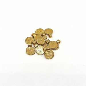Ciondolo Medaglietta sole piatto in ottone dorato