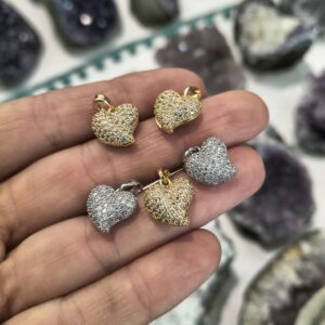 Cuore ottone e cubic zirconia 1,2 cm
